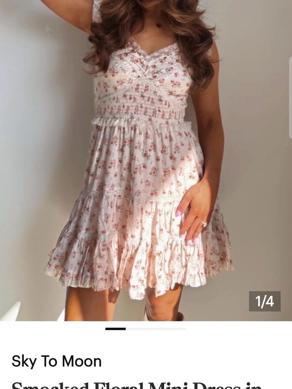 Sky To Moon Pink Floral Smocked Mini Dress